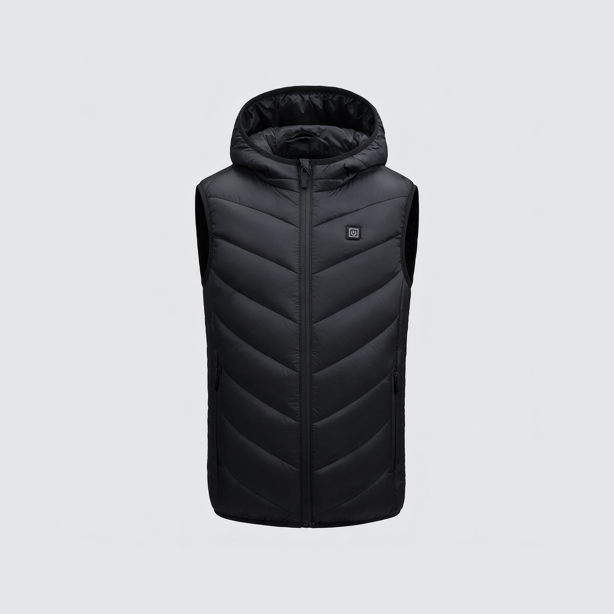Verwarmde bodywarmer met capuchon zwart